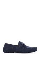 Men's Navy Blue Suede Leather Casual Loafer | Derimod