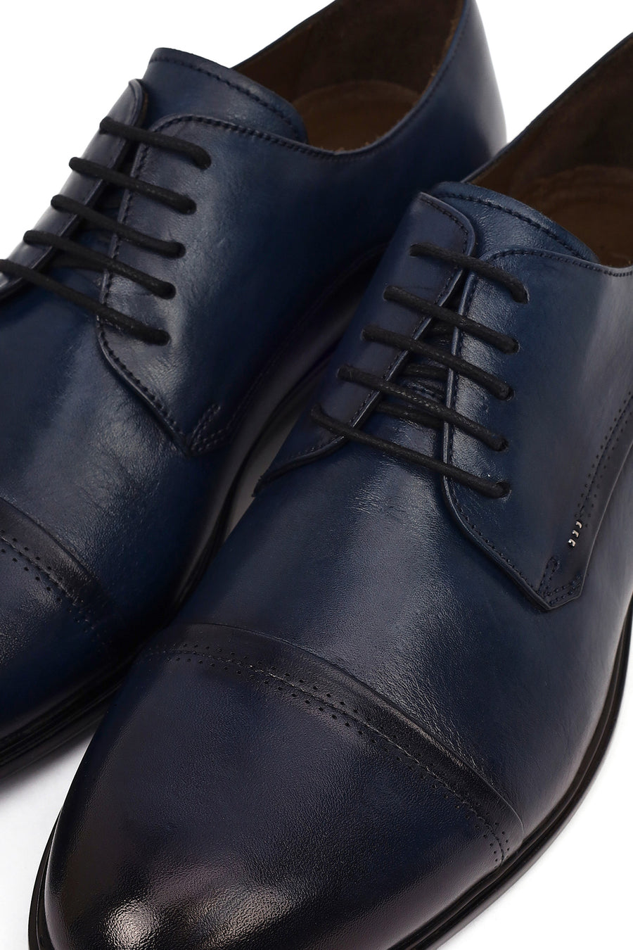 Men's Navy Blue Lace-Up Leather Classic Shoes