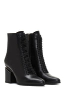 Women's Black Leather Heeled Boots | Derimod