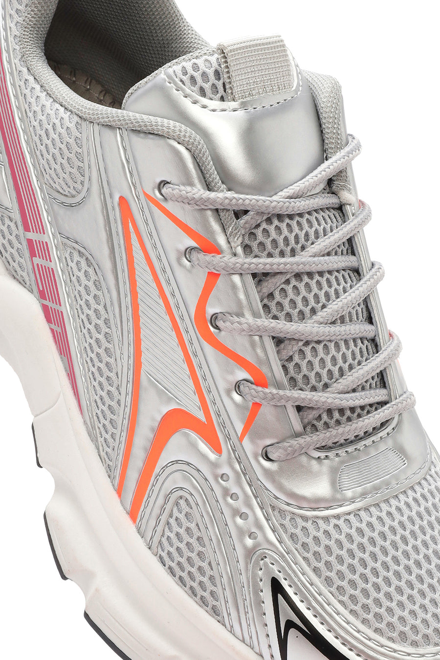 Women's Orange Chunky Sole Lace-Up Sneakers