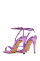 Women's Lilac Metallic Thin Heel Sandals | Derimod