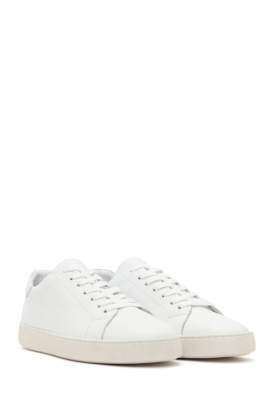 Men's White Lace-up Leather Sneaker