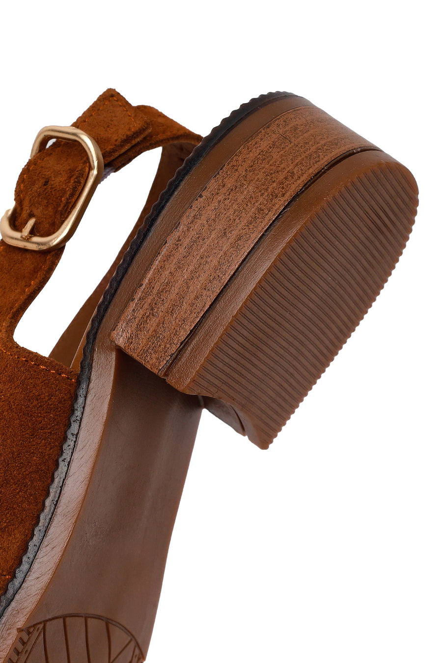 Women's Tan Suede Leather Sandals with Buckle
