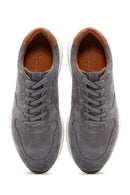 Men's Gray Suede Leather Printed Sneaker | Derimod