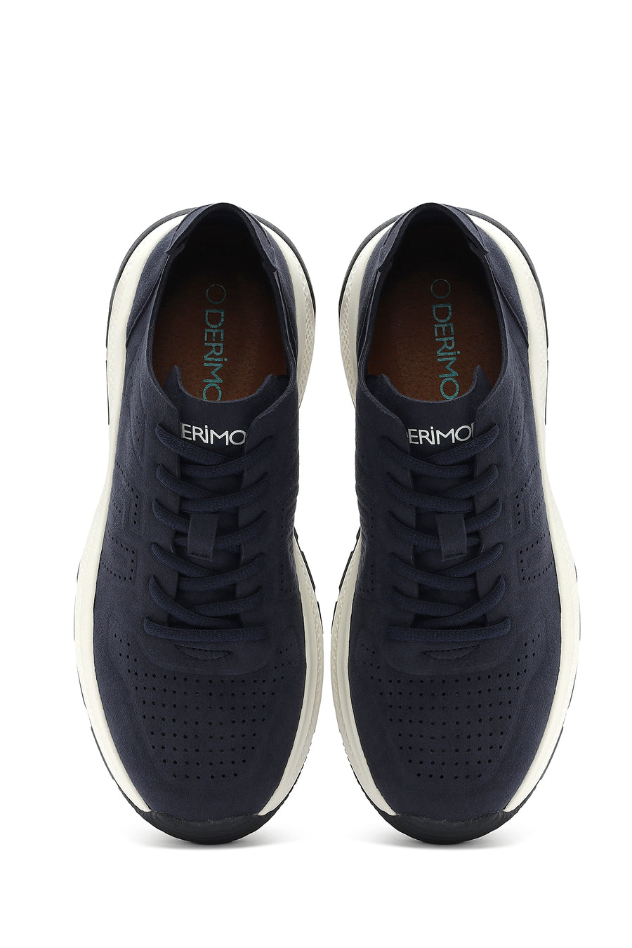 Erkek Lacivert Bağcıklı Nubuk Deri Sneaker