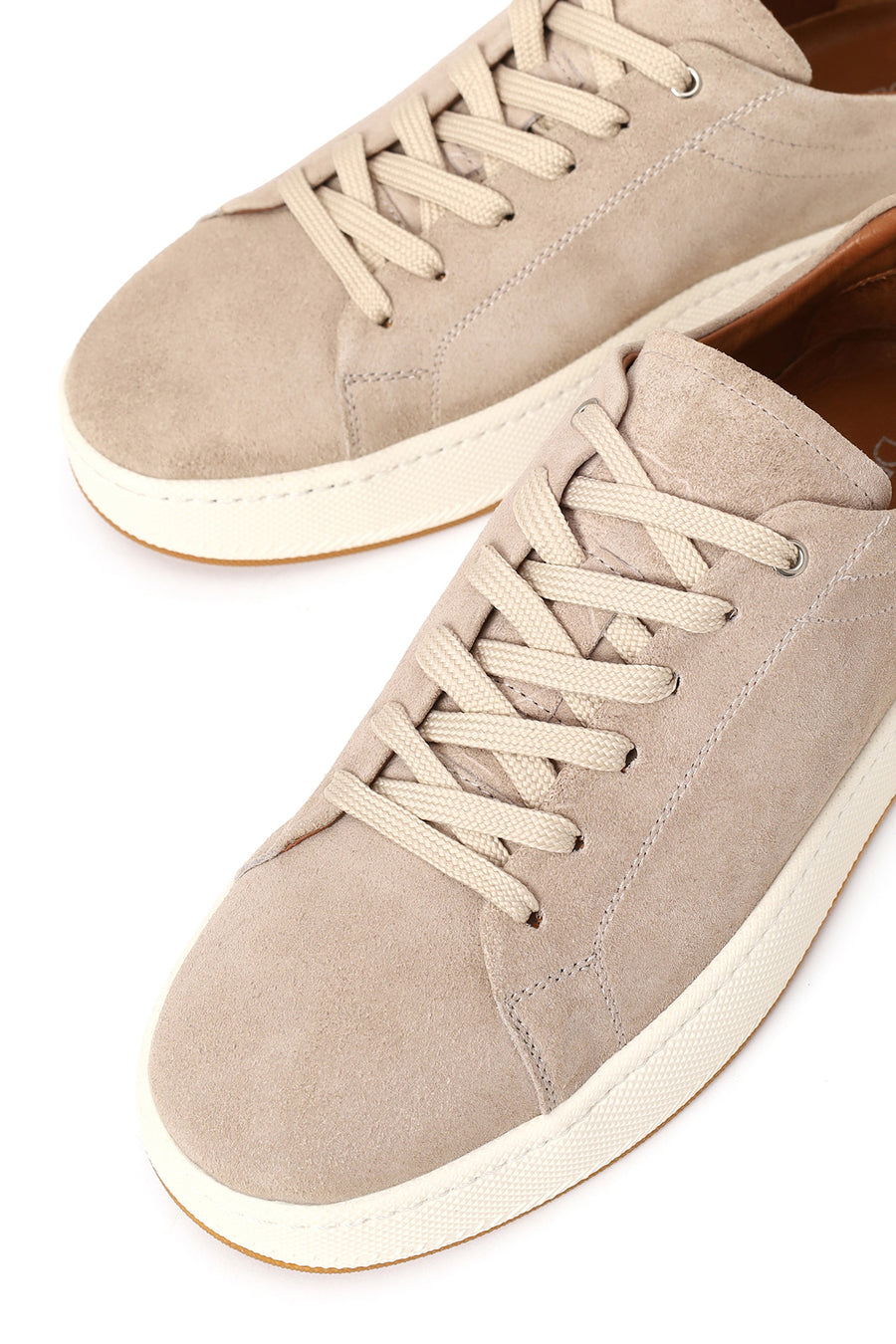 Male Beige Lace-up Suede Leather Sneaker