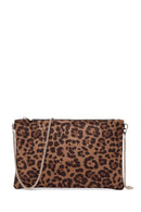 Women's Leopard Long Strap Suede Clutch Bag | Derimod