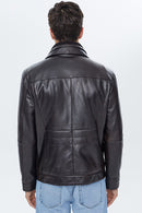 Antonio Men's Brown Double Collar Leather Jacket | Derimod