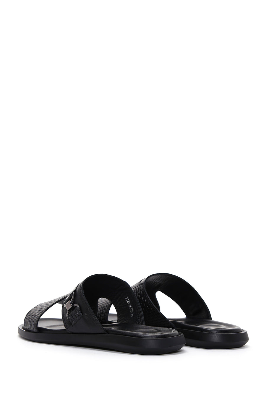 Men's Black Knitted Leather Slippers