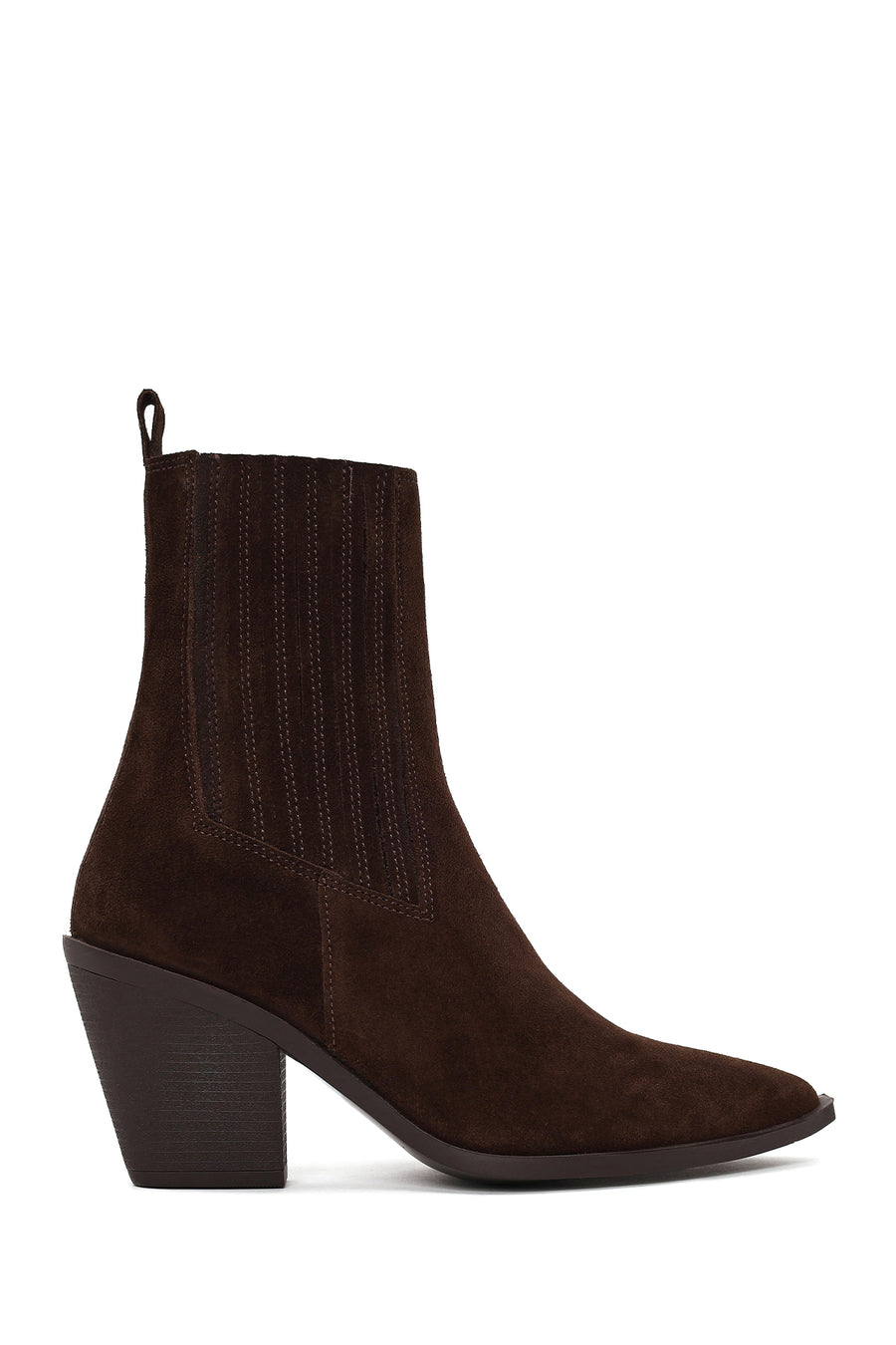 Woman Brown Chunky-Heeled Suede Cowboy Boots AF190031DS | Derimod