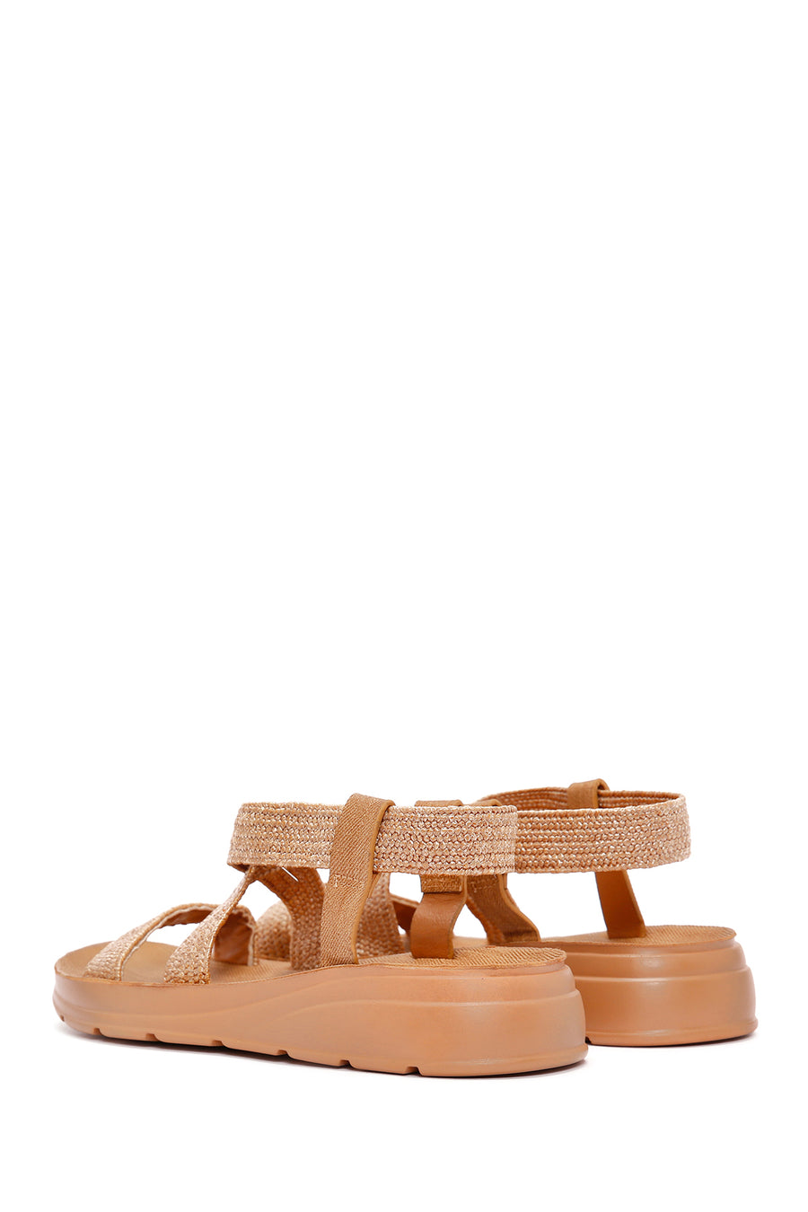 Women's Beige Straw Comfort Sandals