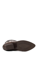 Women's Brown Short Chunky Heel Leather Cowboy Boots | Derimod