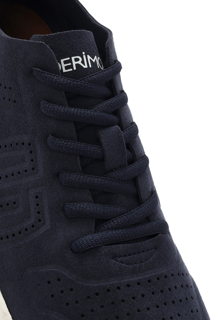 Erkek Lacivert Bağcıklı Nubuk Deri Sneaker