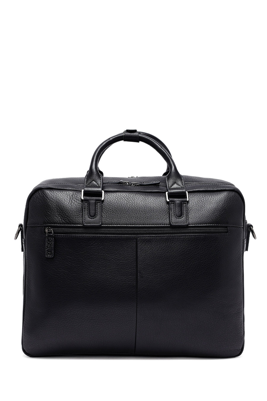 Men's Black Long Suspender Leather Briefcase