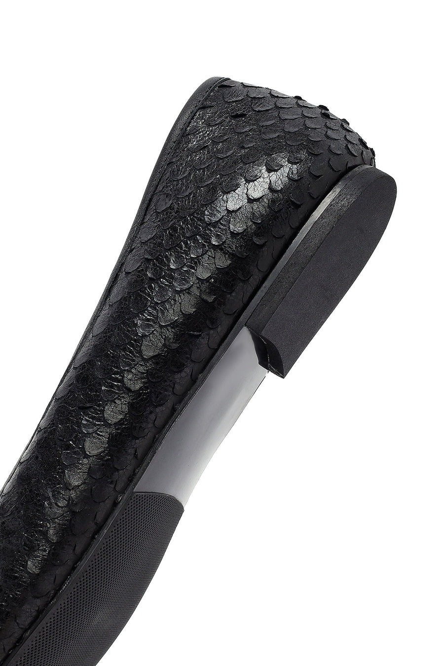 Woman Black Patterned Leather Babet