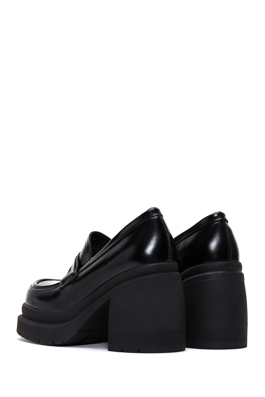 Kadın Siyah Deri Topuklu Loafer