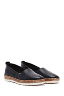 Women's Black Leather Comfort Loafer | Derimod