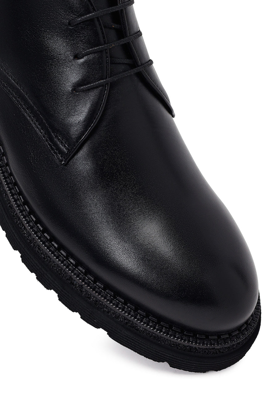 Male Black Lace-up Leather Casual Boots