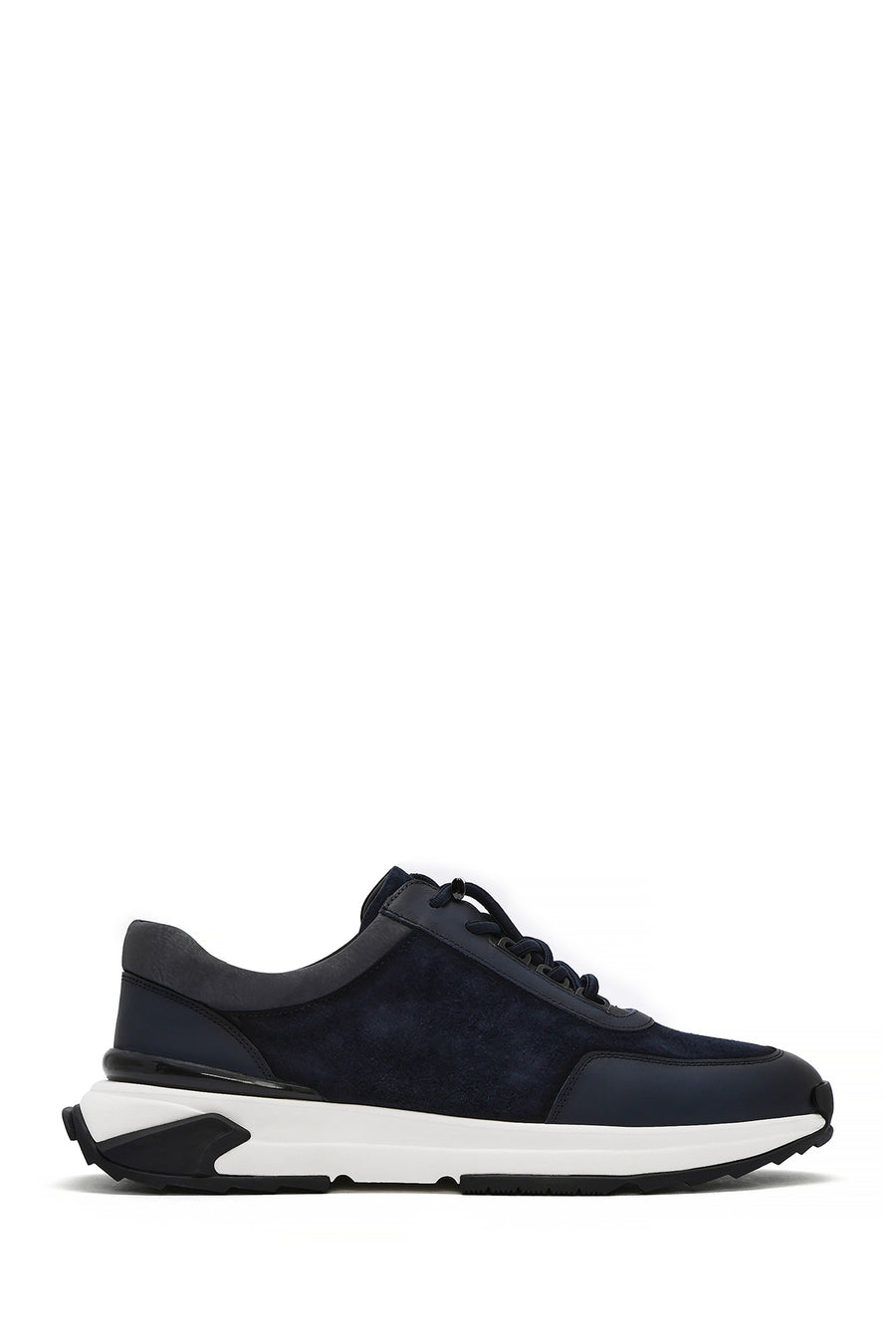 Men's Navy Blue Thick Sole Lace-Up Suede Leather Sneakers 25SFD694610 | Derimod
