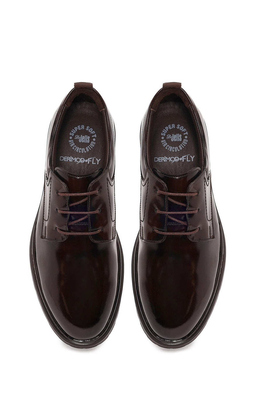 Male Brown Lace-up Thick-Soled Leather Casual Shoes