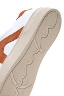 Men's White Orange Suede Detailed Leather Sneaker | Derimod