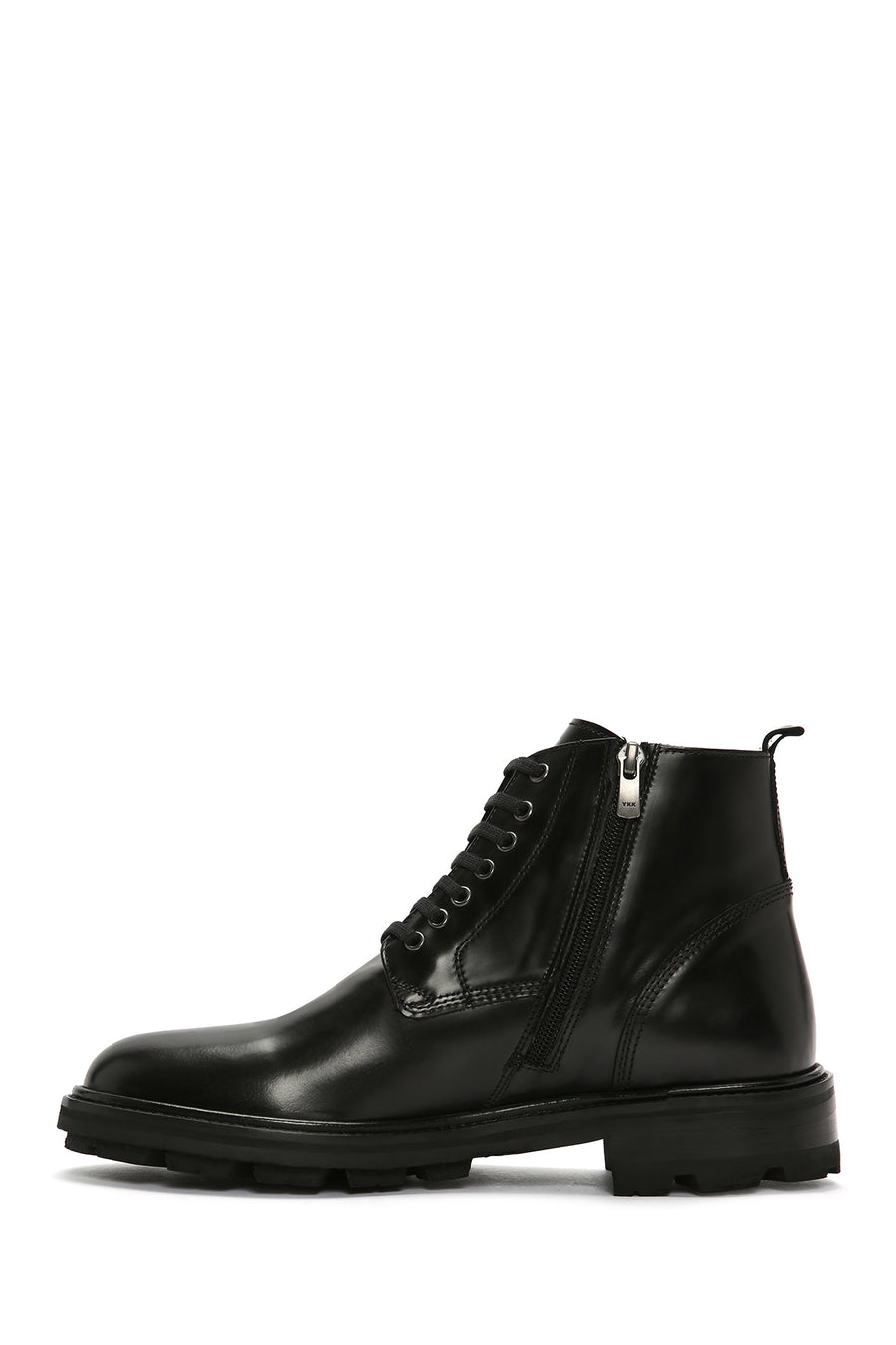Men's Black Zippered Leather Boots