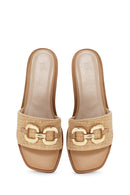 Women's Beige Straw Slippers | Derimod