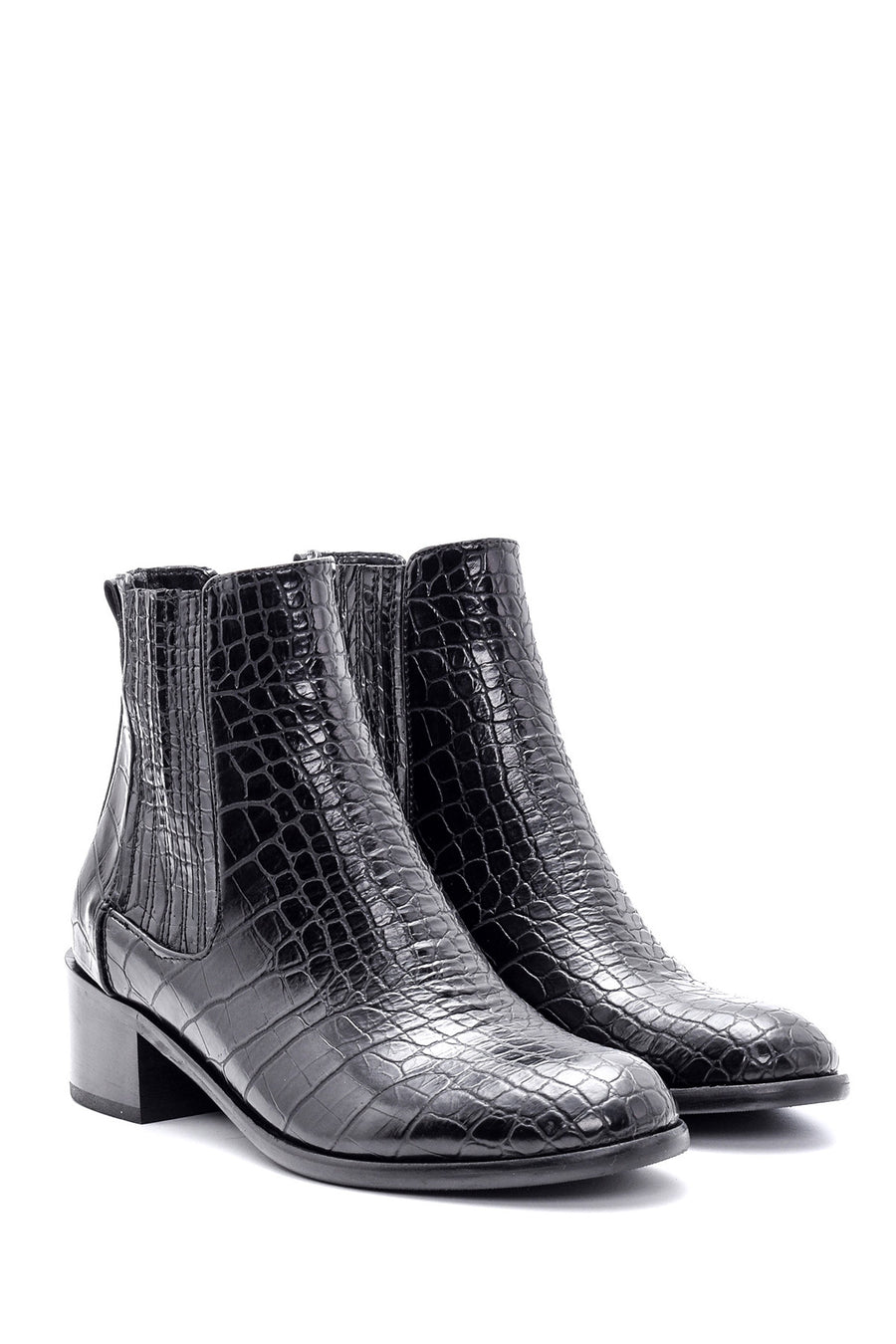Women's Crocodile Patterned Heeled Boots