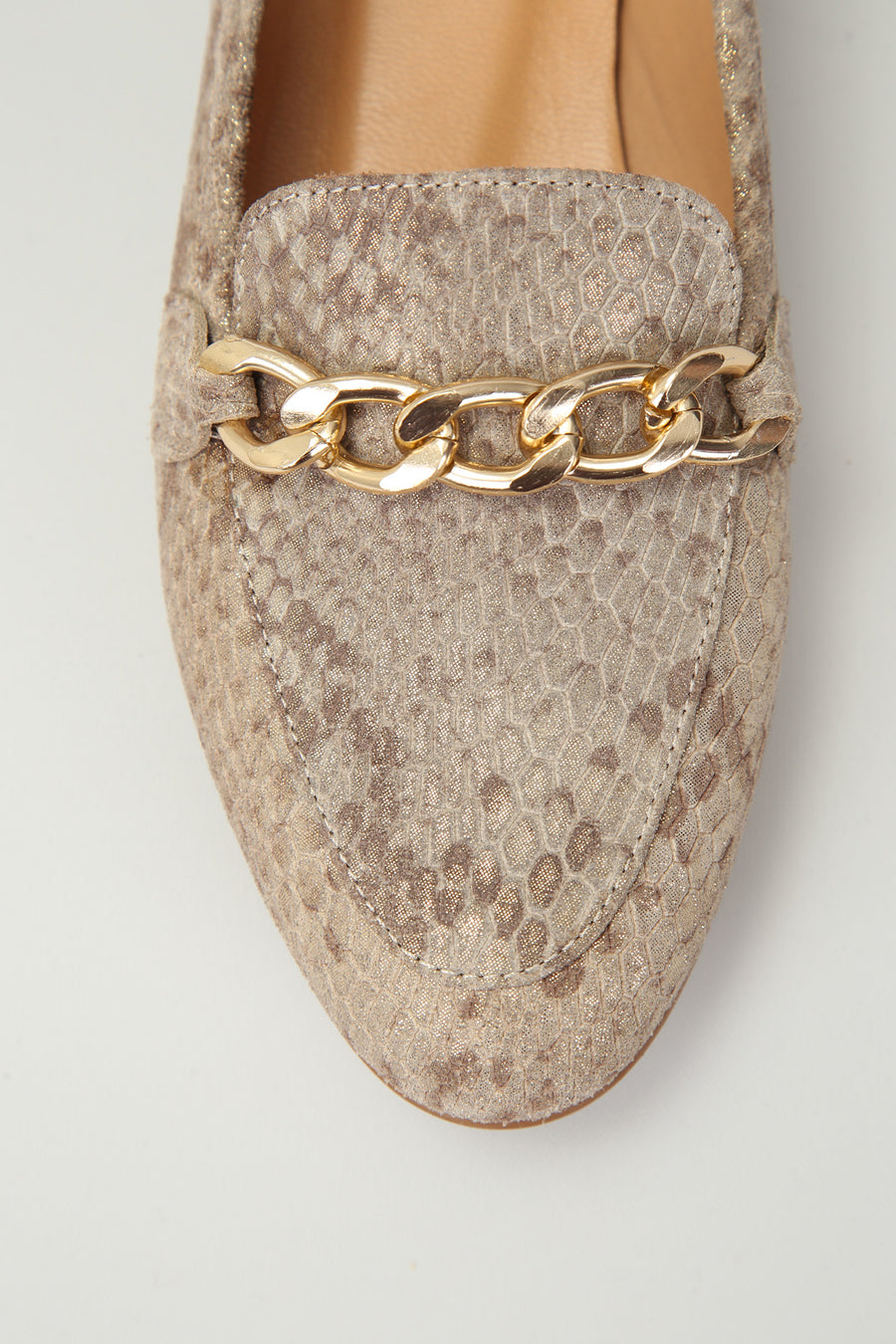 Women's Leather Ballerinas with Chain