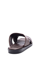 Men's Brown Leather Slippers | Derimod
