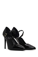 Woman Black Buckled High Thin-Heeled Patent Leather Leather Shoes | Derimod