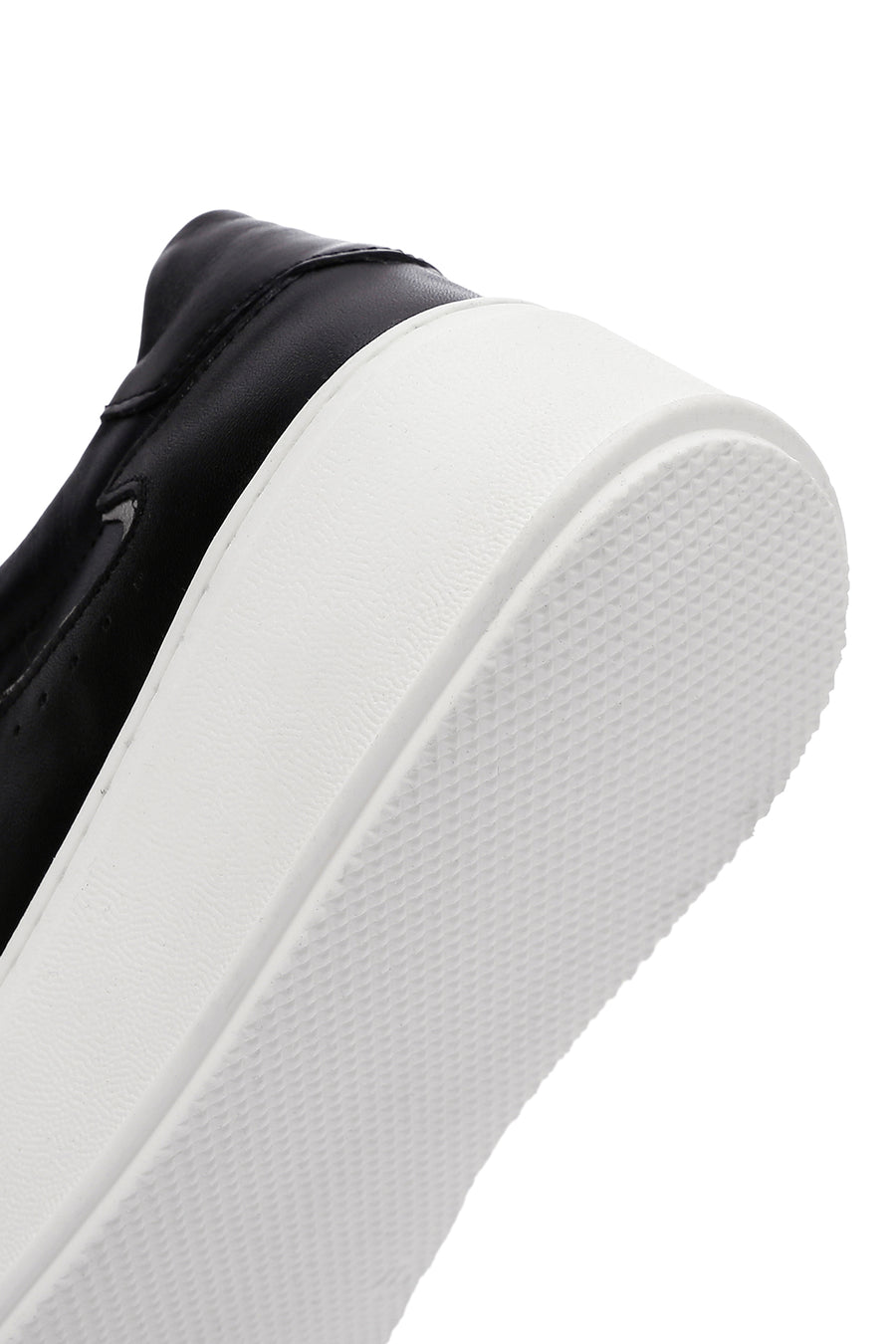Women's Black Leather Thick Soled Sneaker