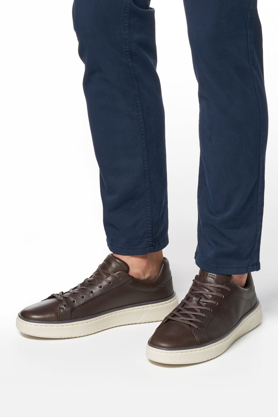 Geox Men's Brown Zackerty Lace-Up Leather Casual Shoes