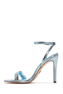 Women's Blue Metallic Thin Heel Sandals | Derimod
