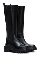 Women's Black Leather Thick Soled Boots | Derimod