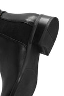 Women's Black Zippered Leather Boots | Derimod