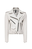 New Age Women's Gray Double Breasted Leather Jacket | Derimod