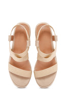 Women's Beige Wedge Heels Espadrilles | Derimod