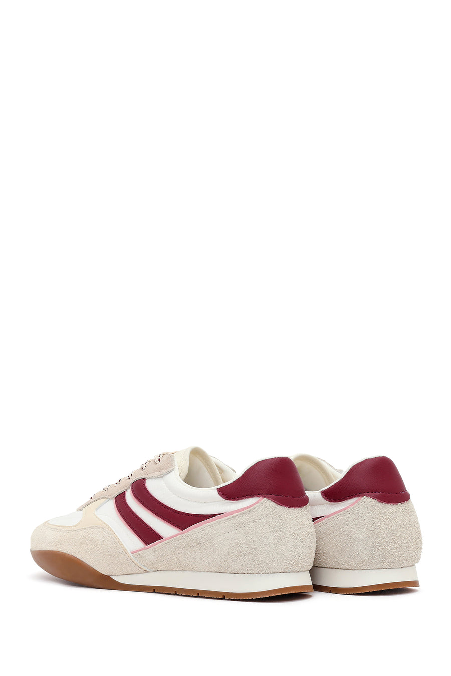 Kadın Bej Bağcıklı Deri Sneaker