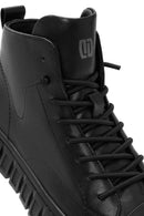 Men's Black Zippered Leather Sports Boots | Derimod