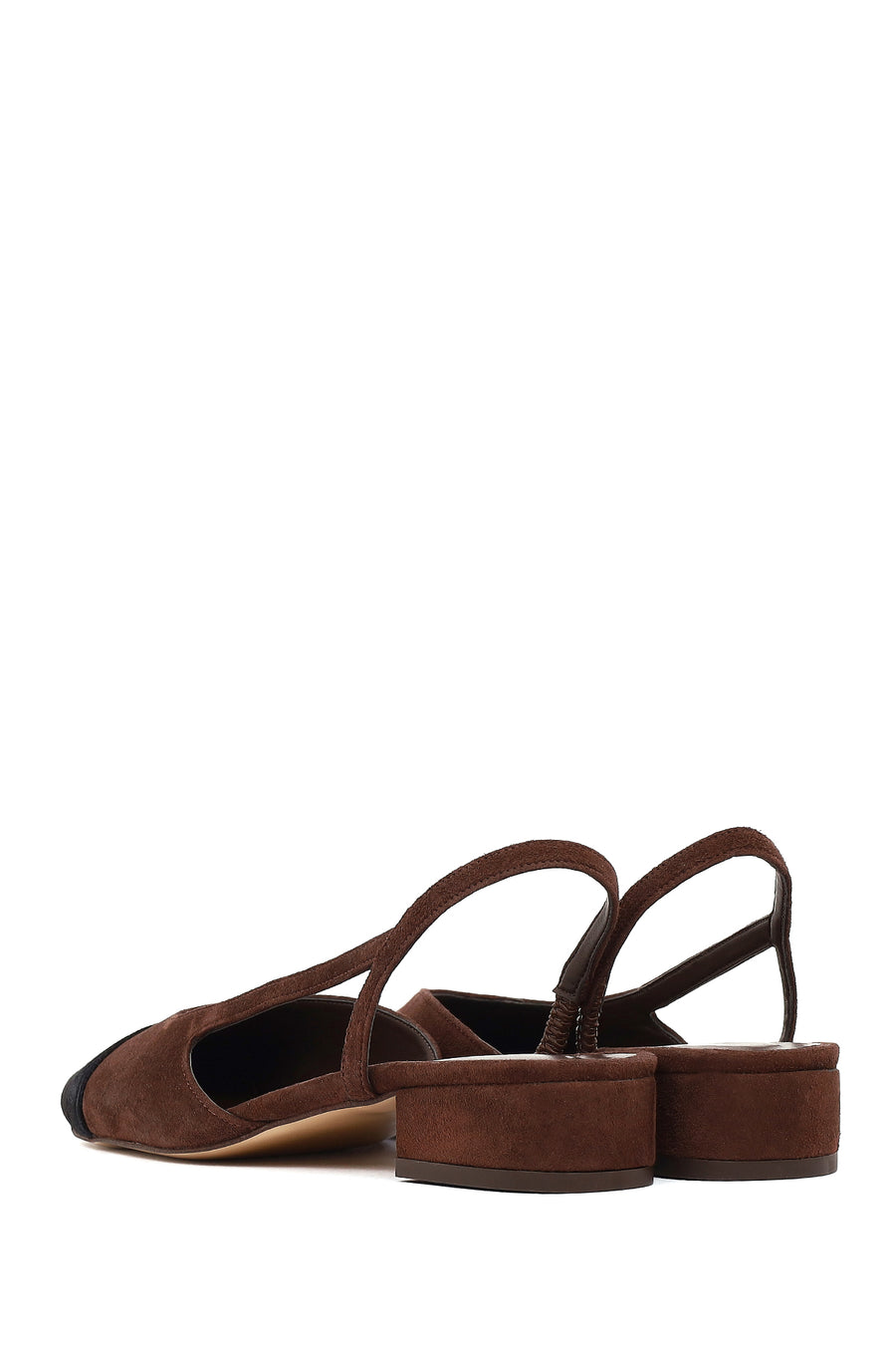 Women's Brown Open Back Suede Leather Ballet Flats