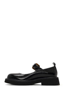 Woman Black Buckled Leather Shoes | Derimod