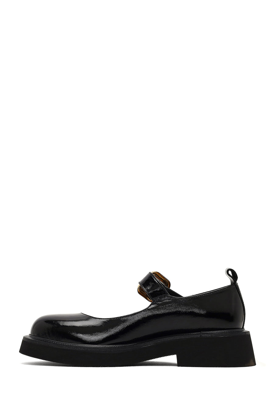 Woman Black Buckled Leather Shoes