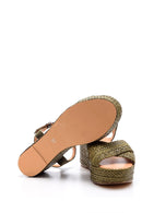 Women's Wedge Heeled Straw Sandals | Derimod