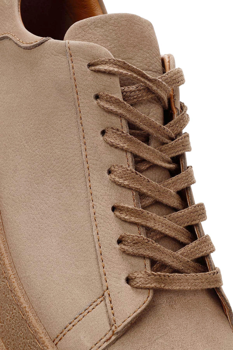 Erkek Bej Bağcıklı Süet Deri Sneaker