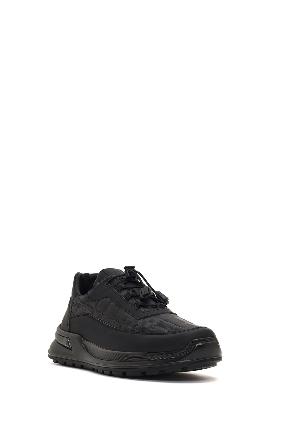 Erkek Siyah Kalın Tabanlı Deri Sneaker