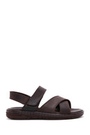 Men's Brown Nubuck Leather Sandals | Derimod