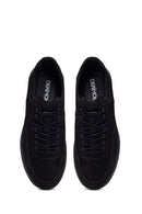 Erkek Siyah Bağcıklı Kalın Tabanlı Nubuk Deri Casual Sneaker | Derimod