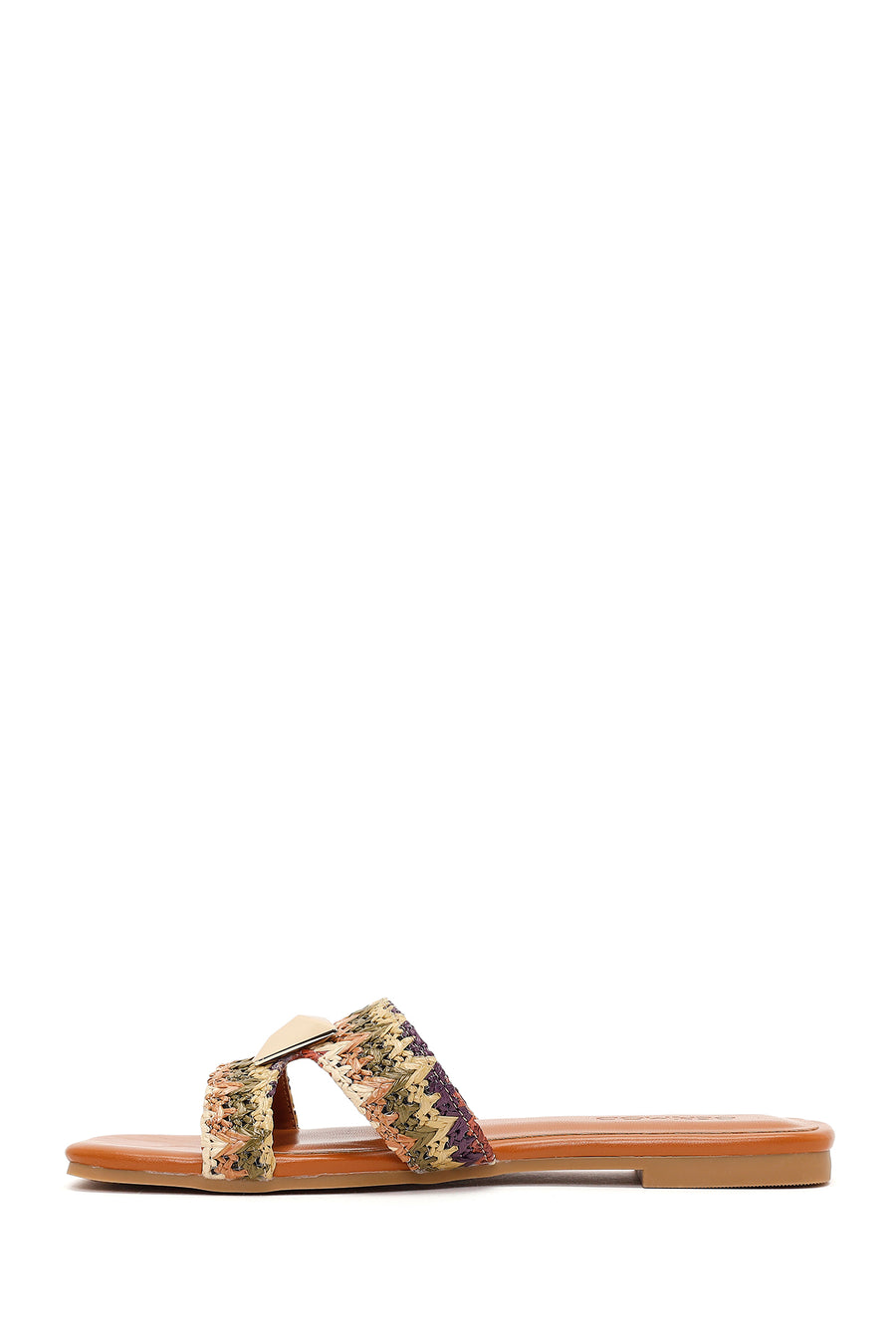 Women's Tan Straw Slippers