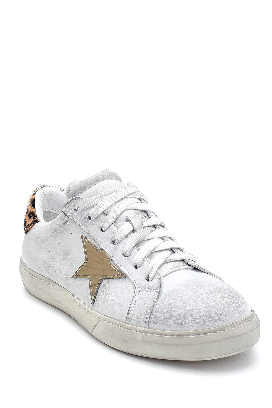 Kadın Deri Yıldız Detaylı Sneaker